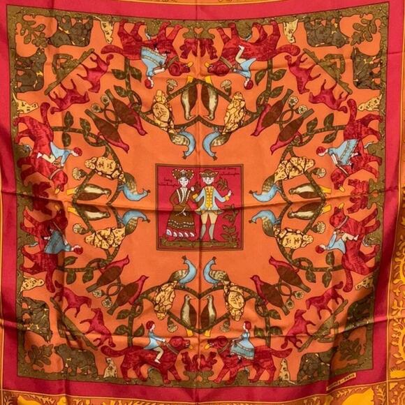 Hermes Carré 90 EARLY AMERICA Red Silk Scarf  Boxed NWT - Picture 15 of 16